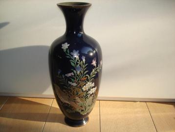 ancien vase cloisonné JAPONAIS rossignol émaille cuivre disponible aux enchères