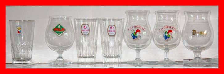 Bierglazen : Exki, La Chouffe, Duvel, Palm, Belle-Vue Gueuze, Verzamelen, Biermerken, Duvel, Ophalen of Verzenden