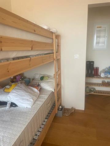 1P bed, stapelbed, + matrassen, lattenbodems, dekbedden, etc, 90 cm, Brun, Enlèvement, Minimalistisch