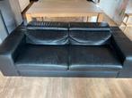 2 canapés (3 places et 2 places) en cuir noir, 100 à 125 cm, Banc droit, Enlèvement, Utilisé