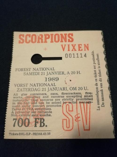 Ticket SCORPIONS + VIXEN (Savage Amusement Tour) 1989, Tickets en Kaartjes, Concerten | Rock en Metal, Januari