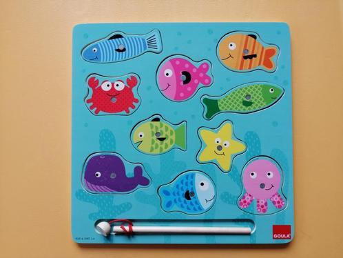 Houten magnetische puzzel hengel vissen Goula, Kinderen en Baby's, Speelgoed | Kinderpuzzels, Zo goed als nieuw, 10 tot 50 stukjes