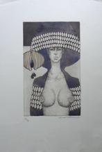 JEF VAN TUERENHOUT / NAAKT / ZW-W ETS + AQUAREL 56x38cm SIG, Antiek en Kunst, Ophalen of Verzenden