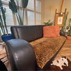 Mooie, zwarte lederen 2-zit!, Ophalen, Gebruikt, Tweepersoons, Minder dan 150 cm