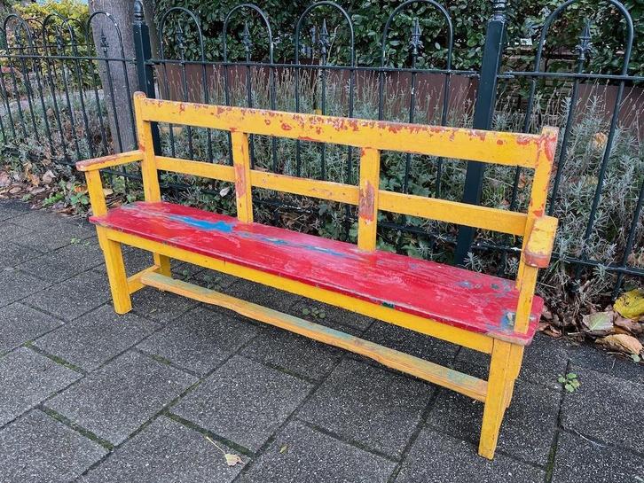 Antiek Schoolbankje/Kinderbankje afkomstig uit India, Antiek en Kunst, Antiek | Meubels | Stoelen en Sofa's, Ophalen of Verzenden