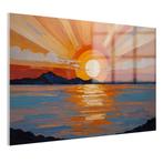 Peinture sur verre Jugendstil sunset 105x70cm + Ophangsys, Maison & Meubles, Accessoires pour la Maison | Peintures, Dessins & Photos