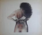 LADISLAV KUKLIK / HALFNAAKTE VROUW / KLEURETS / 59x70cm SIG, Ophalen of Verzenden