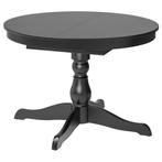 Eettafel IKEA uitschuifbaar zwarte ronde 1,20m, Huis en Inrichting, Tafels | Eettafels, Ophalen, Gebruikt, Rond, Vijf personen of meer