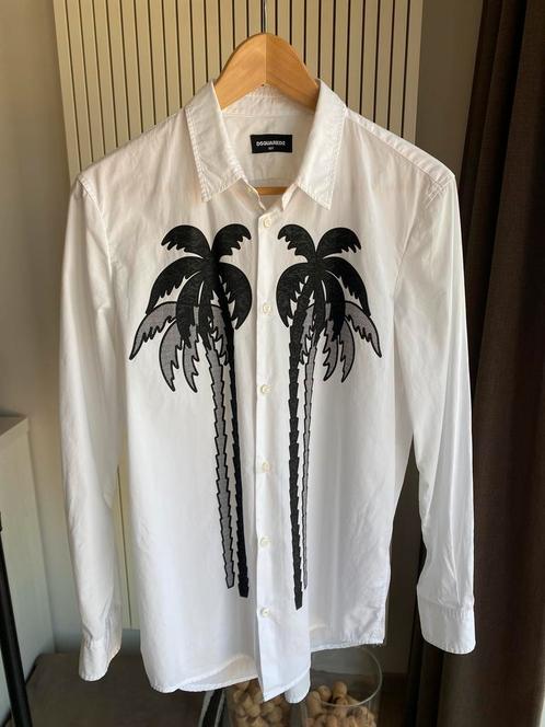 Dsquared2 overhemd shirt palmbomen, Kleding | Heren, Overhemden, Nieuw, Halswijdte 38 (S) of kleiner, Wit, Ophalen of Verzenden