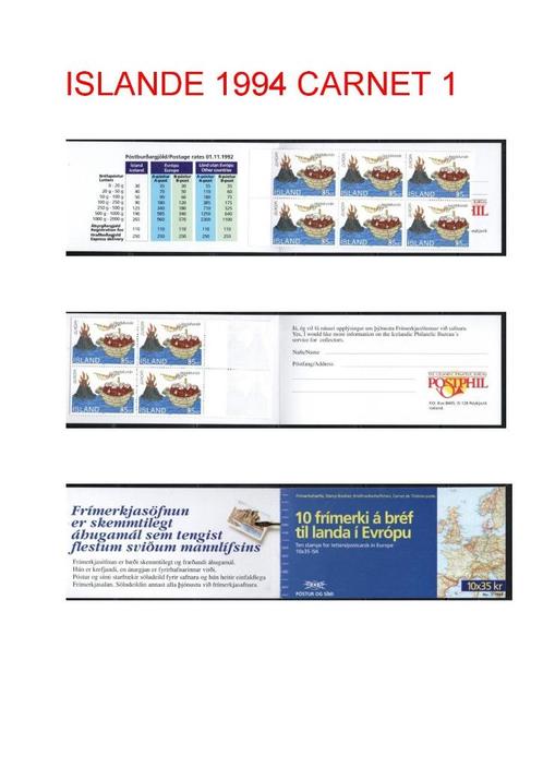 Carnet Europa Islande 1994, Timbres & Monnaies, Timbres | Europe | Scandinavie, Non oblitéré, Islande, Enlèvement ou Envoi