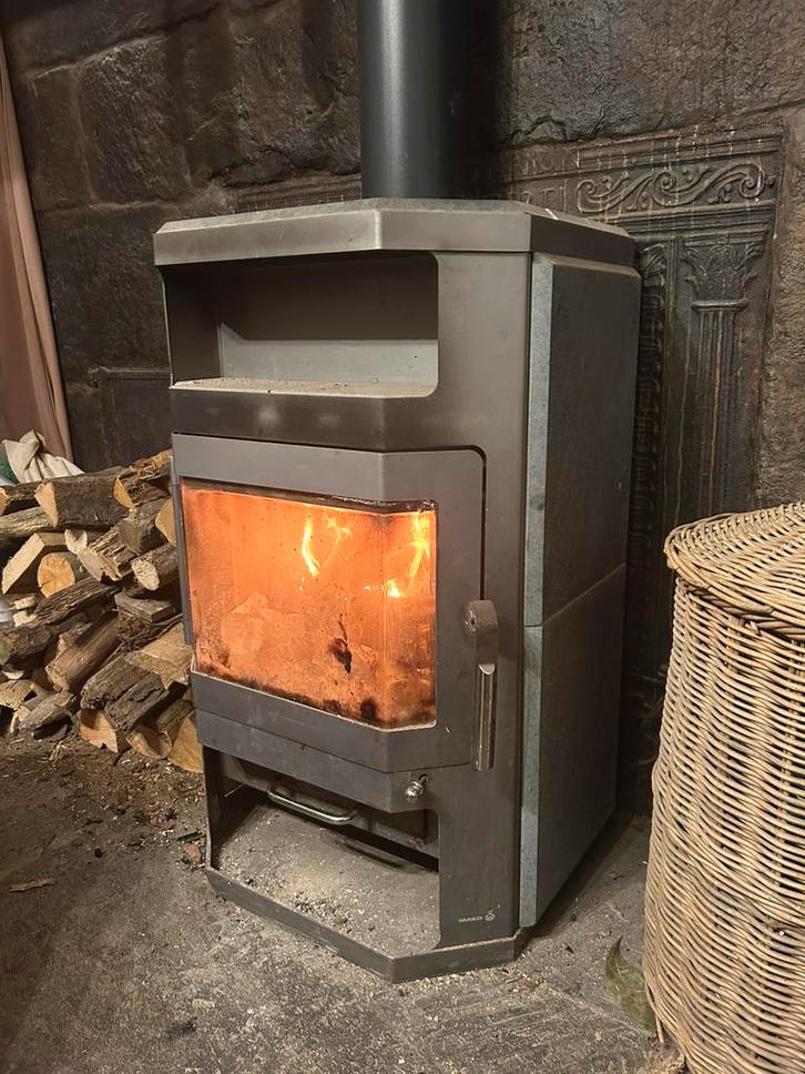 Wamsler speksteenkachel prisma, Huis en Inrichting, Kachels, Gebruikt, Vrijstaand, Houtkachel, Hout, Ophalen of Verzenden