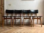 4 vintage stoelen, Quatre, Noir, Bois, Utilisé