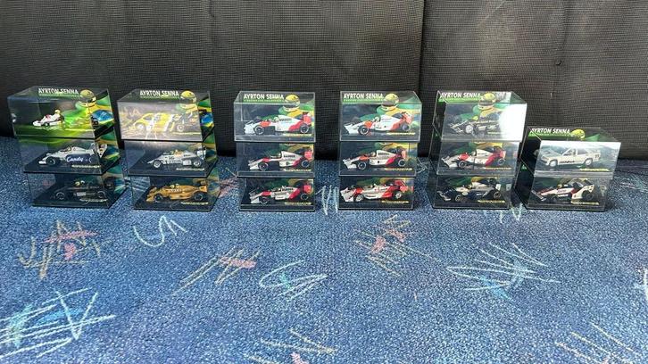 Ayrton Senna Miniatuur Collectie + Certificaat, Hobby en Vrije tijd, Modelauto's | 1:43, Gebruikt, Overige typen, MiniChamps, Ophalen