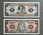 Kavel van 2 nieuwe Ecuador bankbiljetten, Postzegels en Munten, Setje, Zuid-Amerika
