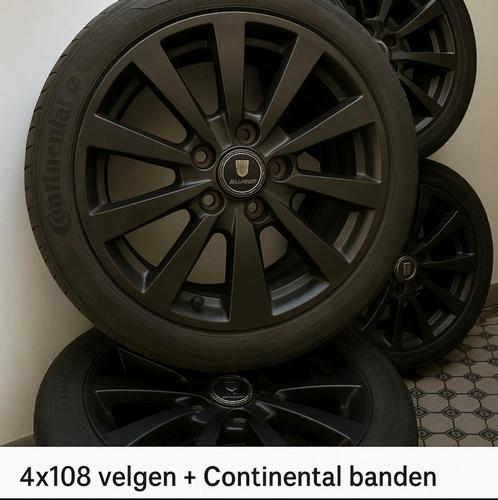 4 alu velgen Platin + banden Continental 195/55 R16, Auto-onderdelen, Banden en Velgen, Banden en Velgen, All Season, 16 inch