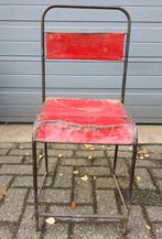 Mooie industriele retro vintage metalen stoelen stapelbaar, Maison & Meubles, Chaises, Comme neuf, Cinq, Six Chaises ou plus, Rouge