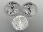 3 zilveren munten 1oz Tokelau Bull & Bear 2022 in capsules, Ophalen of Verzenden, Losse munt, Zilver