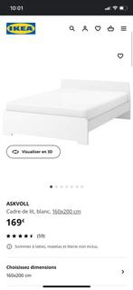 Lit 2 pers. IKEA + sommier à latte, Maison & Meubles, Chambre à coucher | Lits, 160 cm, Comme neuf, 200 cm