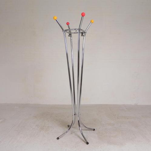 Zeldzame chromen kapstok met gekleurde bollen, jaren 50, Huis en Inrichting, Woonaccessoires | Kapstokken, Kunststof, Ophalen of Verzenden
