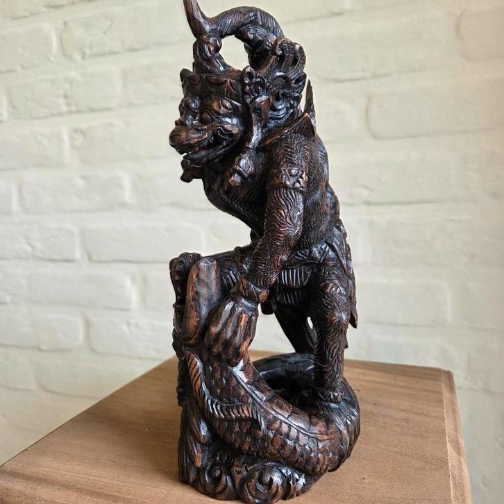 Uniek Handgesneden Hanuman Beeldje (Ebbenhout), Antiek en Kunst, Kunst | Beelden en Houtsnijwerken, Ophalen of Verzenden