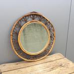 Vintage rotan spiegel, Antiek en Kunst, Ophalen, Rond