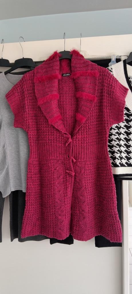 50%reduktie/nieuwe gilet/vest breiwerk Leane met pels, Kleding | Dames, Truien en Vesten, Nieuw, Maat 38/40 (M), Roze, Verzenden