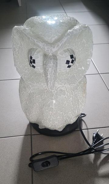 Lampe de table en forme de hibou en mosaïque (blanche) NEUVE, Enlèvement ou Envoi, Comme neuf