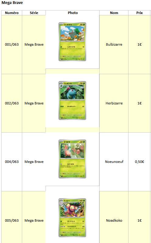 Cartes Pokémon Mega Brave (japonaises), Hobby & Loisirs créatifs, Jeux de cartes à collectionner | Pokémon, Comme neuf, Plusieurs cartes