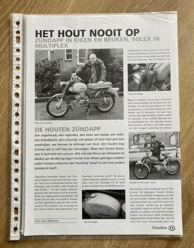 Map met documentatie Zundapp in eiken en Solex in multiplex, Fietsen en Brommers, Handleidingen en Instructieboekjes, Zo goed als nieuw