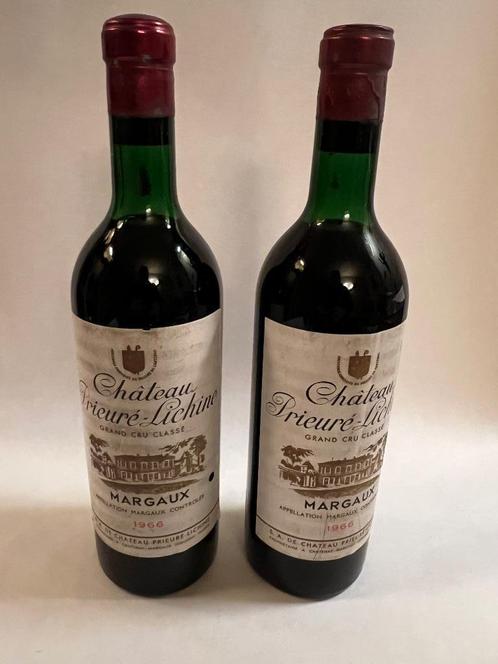 Château Prieure-Lichine 1966 lot de 2 bouteilles de Margaux, Collections, Vins, Neuf, Vin rouge, France, Enlèvement ou Envoi