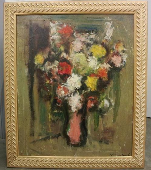 Karel Jan VANDENHEUVEL, kleurrijk boeket, Antiek en Kunst, Kunst | Schilderijen | Klassiek, Ophalen of Verzenden