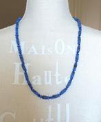 Collier en perles de verre bleu - vintage, Handtassen en Accessoires, Kettingen, Ophalen of Verzenden, Gebruikt, Blauw