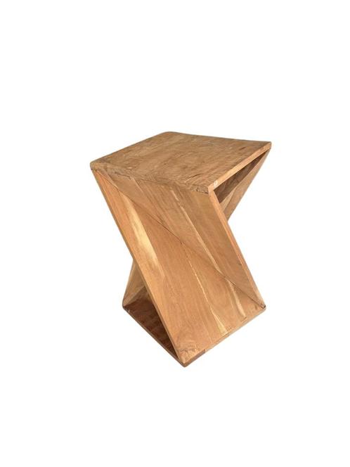 Bijzettafel voor bank van acacia en neemhout, Huis en Inrichting, Tafels | Bijzettafels, Zo goed als nieuw, Vierkant, 45 tot 60 cm