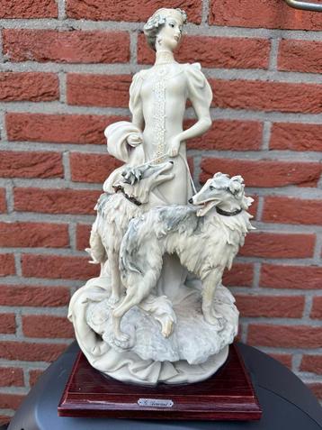 vintage Armani lady with barzoi ,s vrouw windhonden, Enlèvement ou Envoi