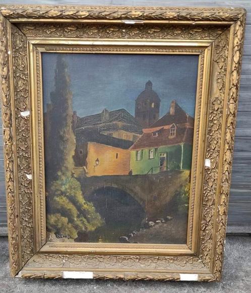 huile sur panneau pont signe arnoul, Antiek en Kunst, Kunst | Schilderijen | Klassiek, Ophalen of Verzenden