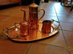 Koperen serveerschaal met Koffie- & Melkkan + Suikerpot, Ophalen, Zo goed als nieuw