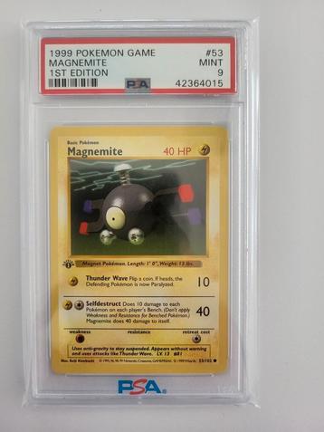 Pokemon psa 9 wotc base shadowless 1st edition magnemite beschikbaar voor biedingen