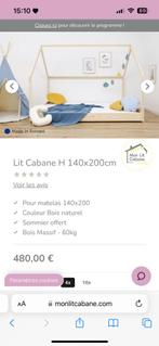 Lit double cabane, Comme neuf, Matelas