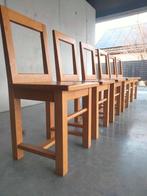 Set van 6 vintage Brutalist stoelen hout design, Enlèvement, Bois