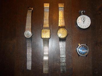 Lot uurwerken/stopwatch, Handtassen en Accessoires, Horloges | Antiek, Verzenden, Polshorloge, Omega, Met bandje