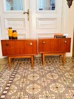 Vintage nachtkastjes met messing handgrepen, Huis en Inrichting, Slaapkamer | Nachtkastjes, Ophalen, Zo goed als nieuw