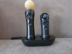 Playstation move controllers + oplaadstation, PlayStation 3, Ophalen of Verzenden, Zo goed als nieuw, Controller