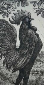 Félix Oudart.Cocorico.Gesigneerde ets, Antiek en Kunst, Kunst | Etsen en Gravures, Ophalen of Verzenden