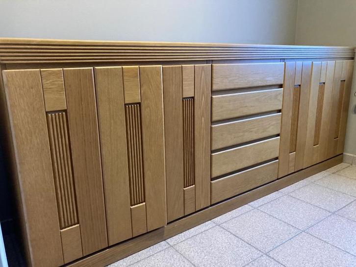 dressoir-vitrinekast-tafel, Huis en Inrichting, Kasten | Dressoirs, Gebruikt, Met lade(s), Met deur(en), Met plank(en), Eikenhout