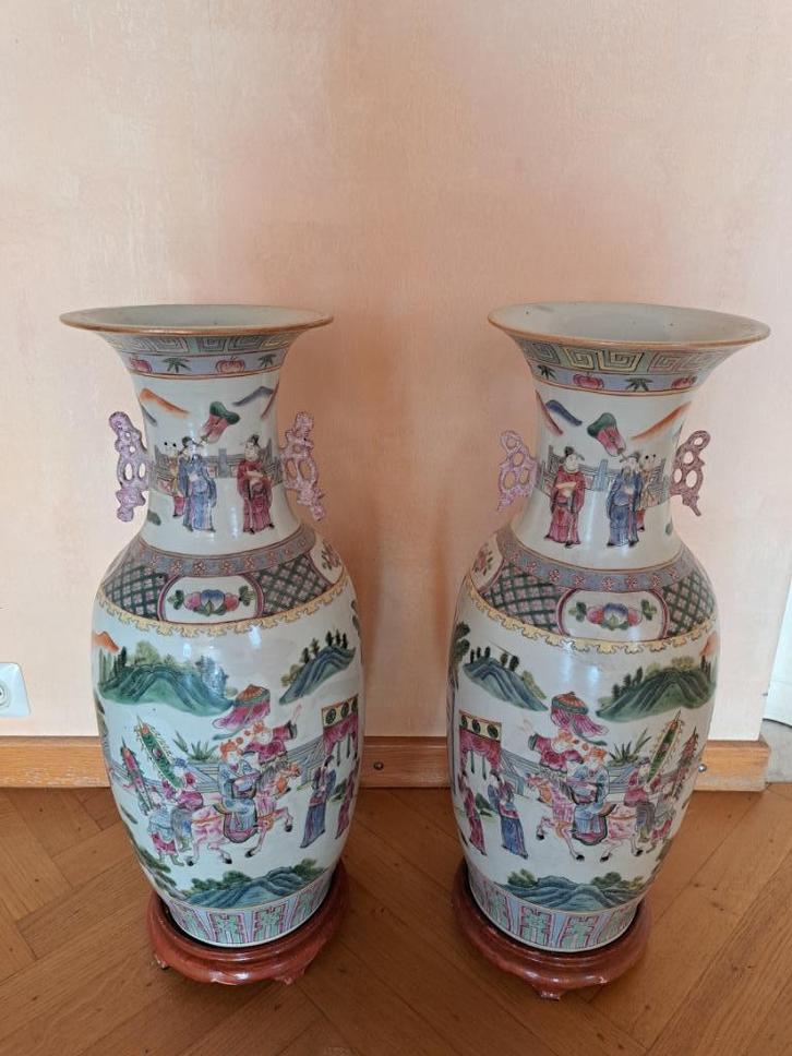 Chinese vazen 19de eeuws > koppel van 24 inch., Antiek en Kunst, Antiek | Vazen, Ophalen