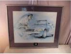 Mooie Litho 'Tennisser en Sportwagen' - Van de Vorstenbosch, Antiek en Kunst, Kunst | Litho's en Zeefdrukken, Ophalen of Verzenden