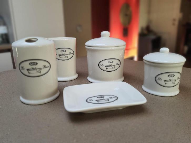 KERAMIEKEN BADKAMERSET 5-delig, Huis en Inrichting, Woonaccessoires | Overige, Zo goed als nieuw, Ophalen