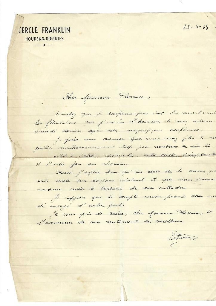 Ancien courrier 1933, Enlèvement ou Envoi, Utilisé