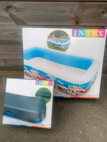 Intex opblaasbaar zwembad - met beschermhoes - nieuw, Tuin en Terras, Zwembaden, Ophalen, Zo goed als nieuw