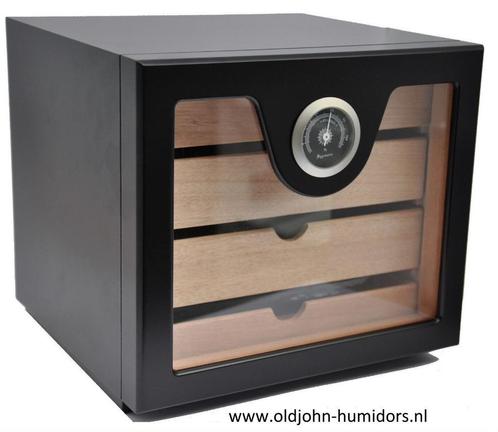 H85 HUMIDOR KABINET ZWART MET 4 LADEN capaciteit 100 SIGAREN, Verzamelen, Rookartikelen, Aanstekers en Luciferdoosjes, Nieuw, Tabaksdoos of Verpakking